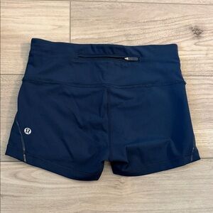 lululemon athletica Navy High-Rise Athletic Shorts with Zip Pocket